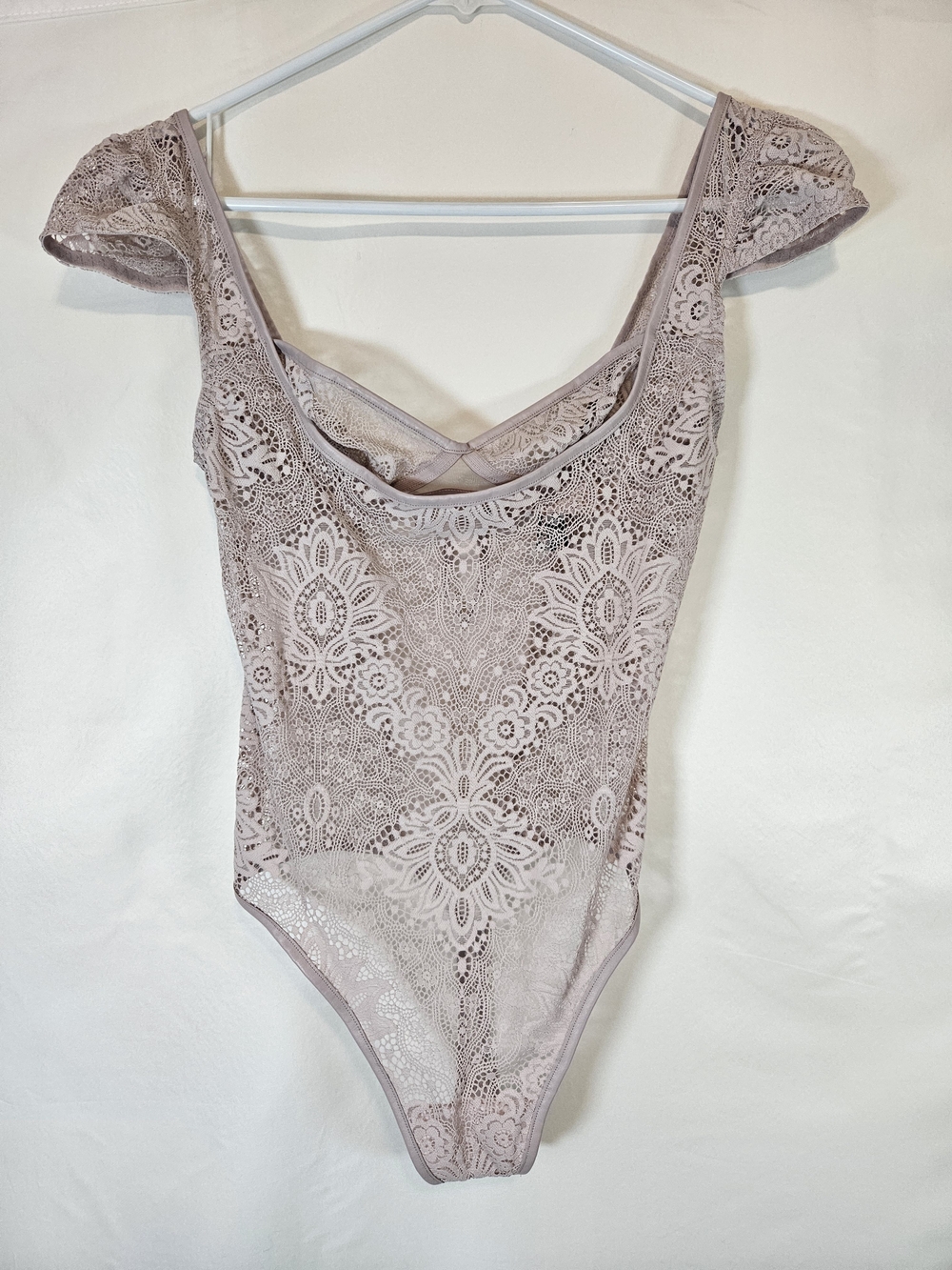 Victoria's Secret Lace Scoop-Neck Bodysuit - Mauve